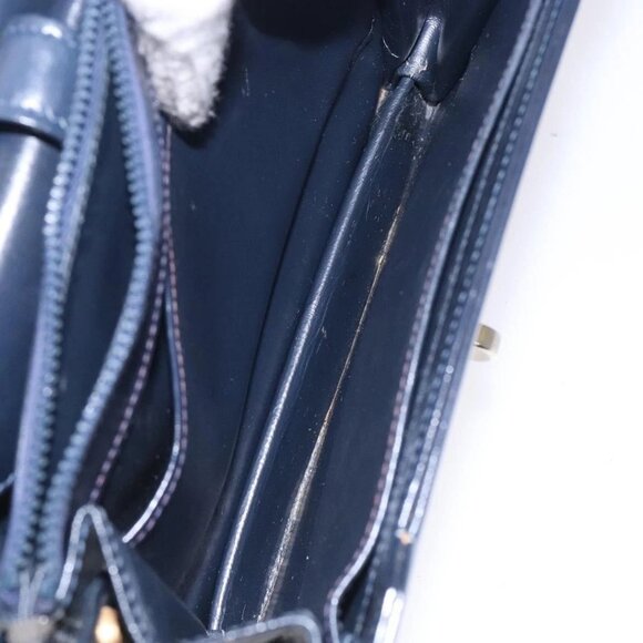 GUCCI Shoulder Bag Leather Navy Gold Auth fm4794 - Picture 12 of 16